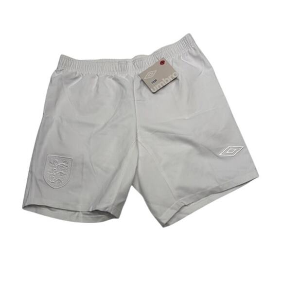 NEW Umbro England Kit Football Match Shorts Elastic Waist White Mens Size M - Picture 1 of 4